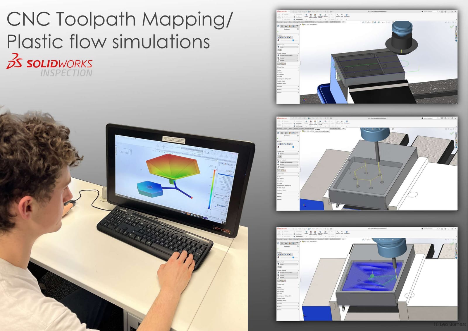 CNC toolpath mapping and plastic flow simulation in SolidWorks